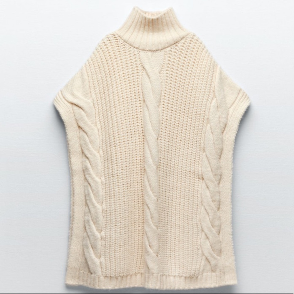 Zara Cable-Knit Cape